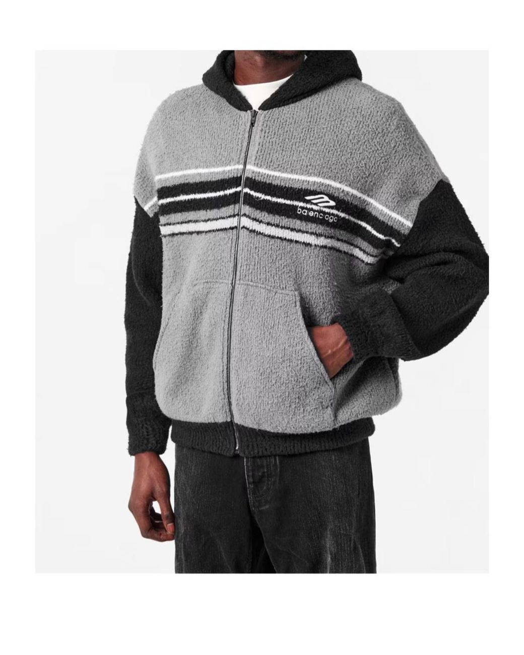 Balenciaga Gray Zip Hoodie for men