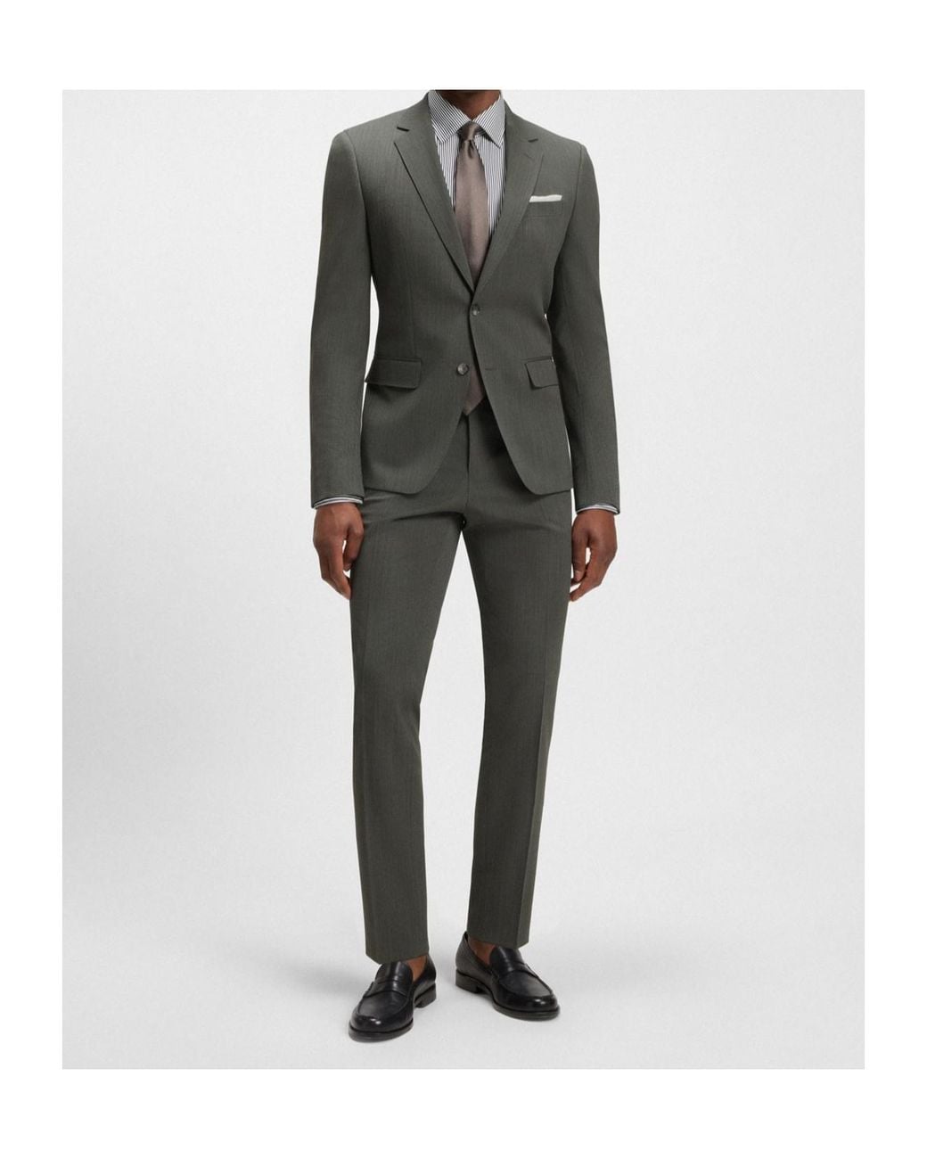 Boss Gray Single Breasted Suit for men