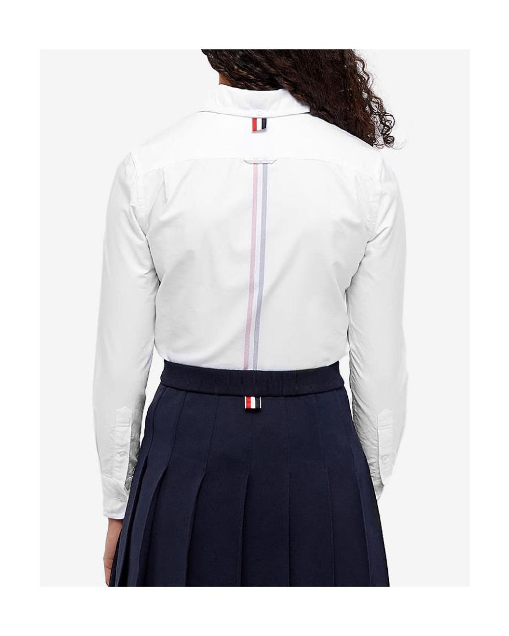 Thom Browne White Round-Collar Stripe Detail Shirt