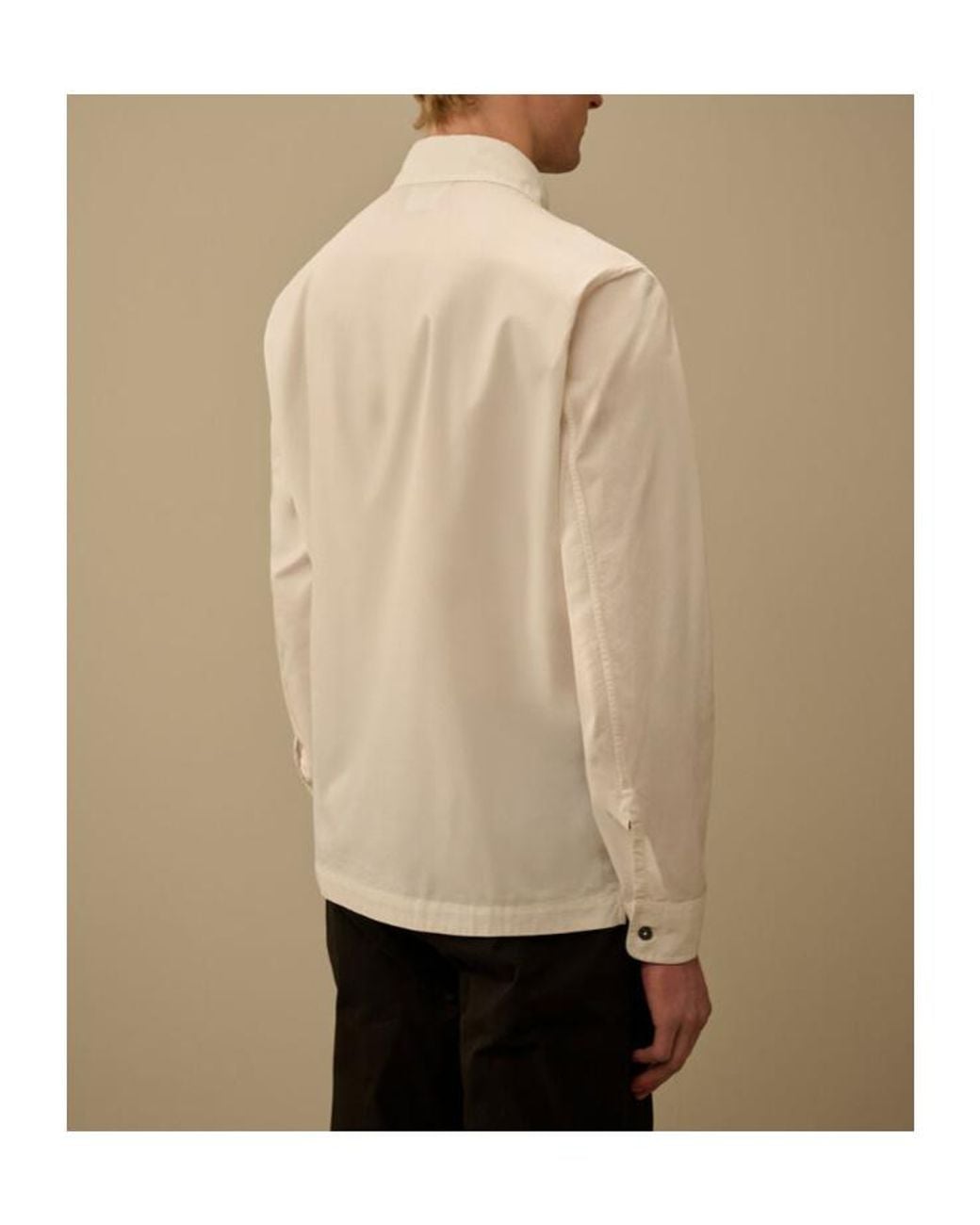 C P Company Natural Lens-Detail Zip-Up Shirt for men