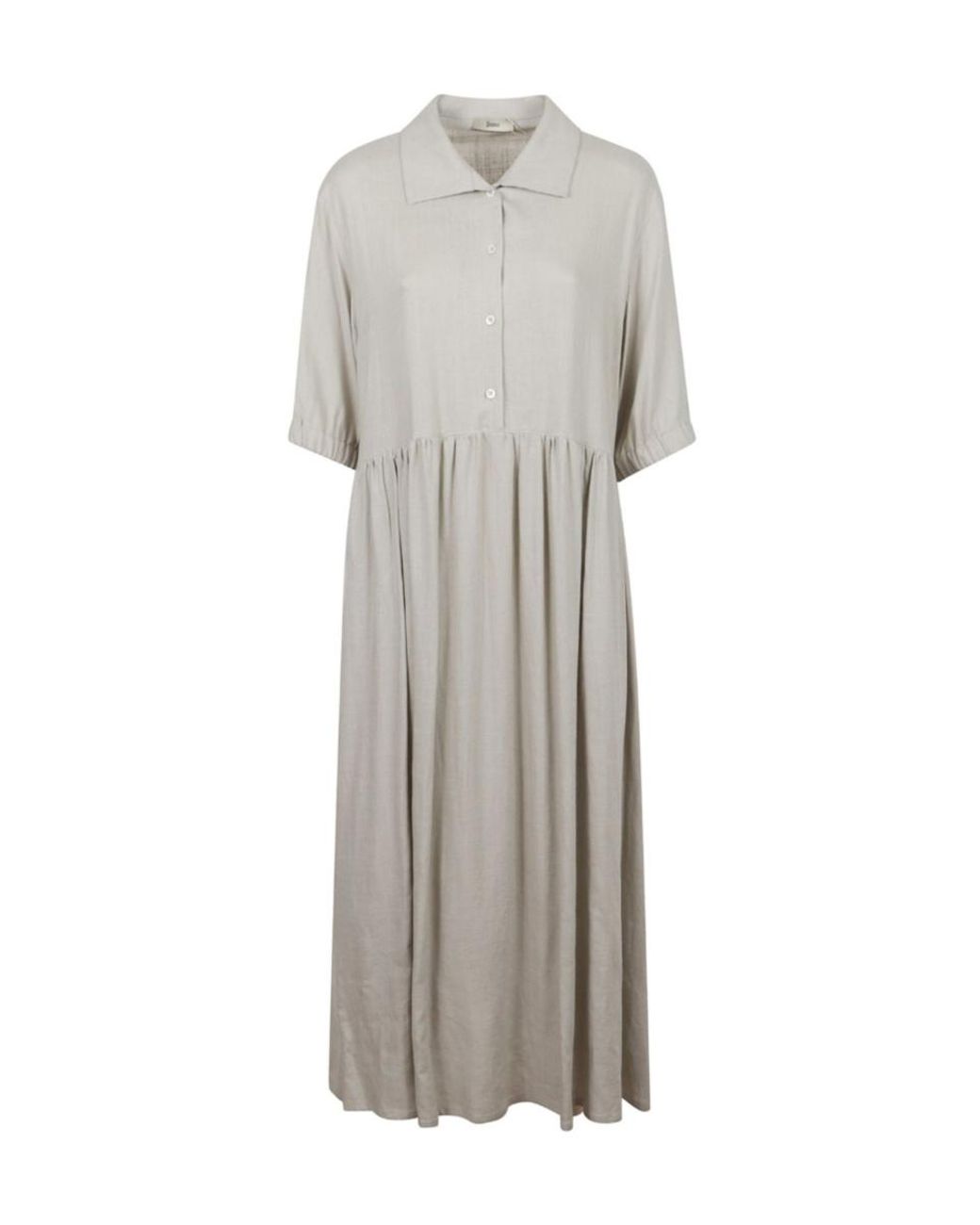 Herno Gray Short Sleeve Buttoned Midi Dress