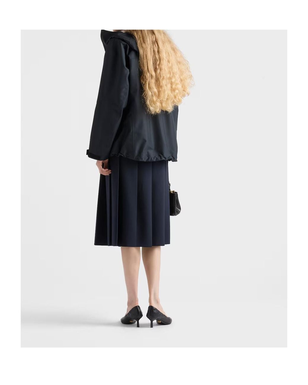 Prada Blue Pleated Belted Midi Skirt