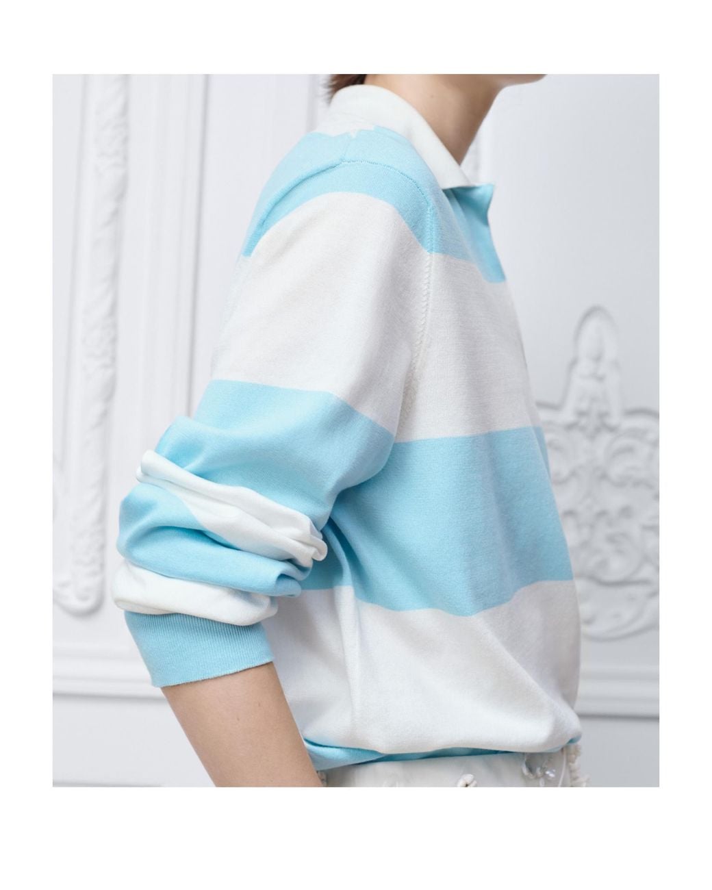 Dior Blue Marinière Long-Sleeved Polo Shirt