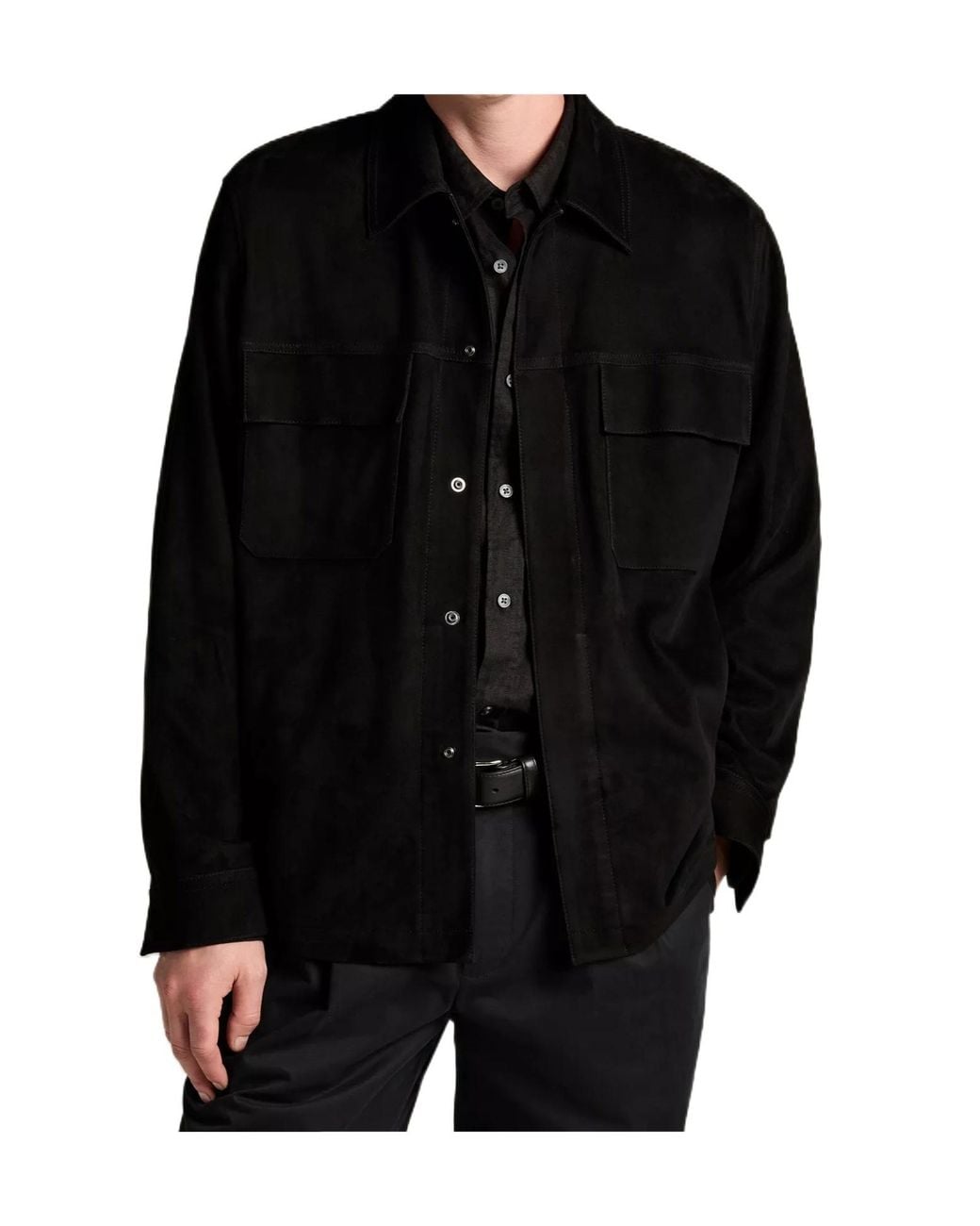 Vince Black Suede Shirt Jacket for men