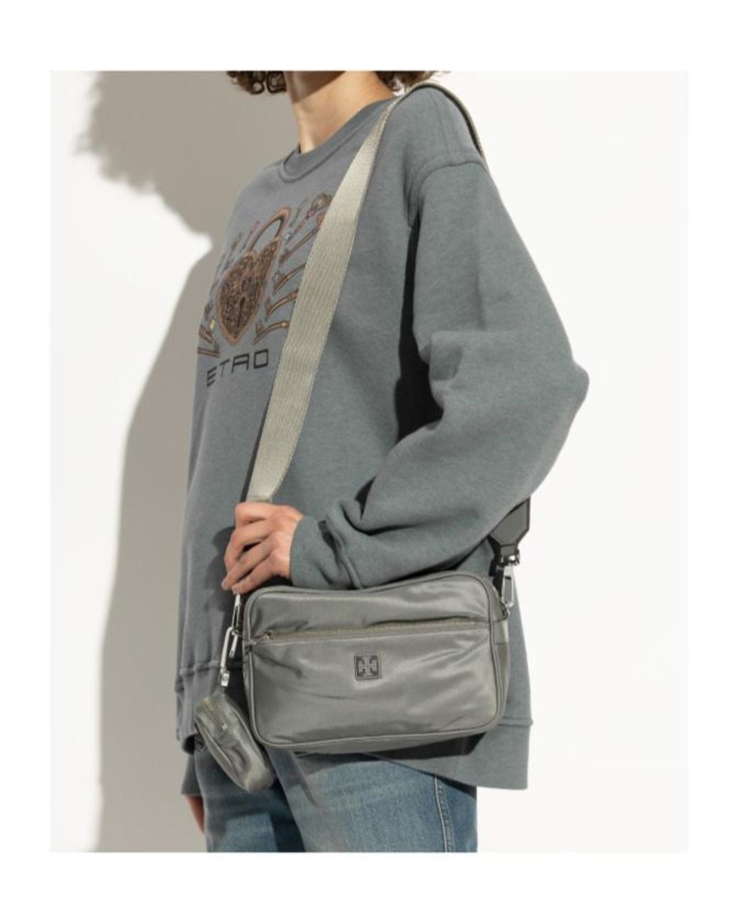 Tory Burch Gray Virginia Zipped Shoulder Bag