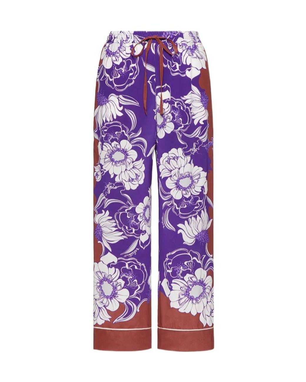 Valentino Purple Floral Pattern Trousers