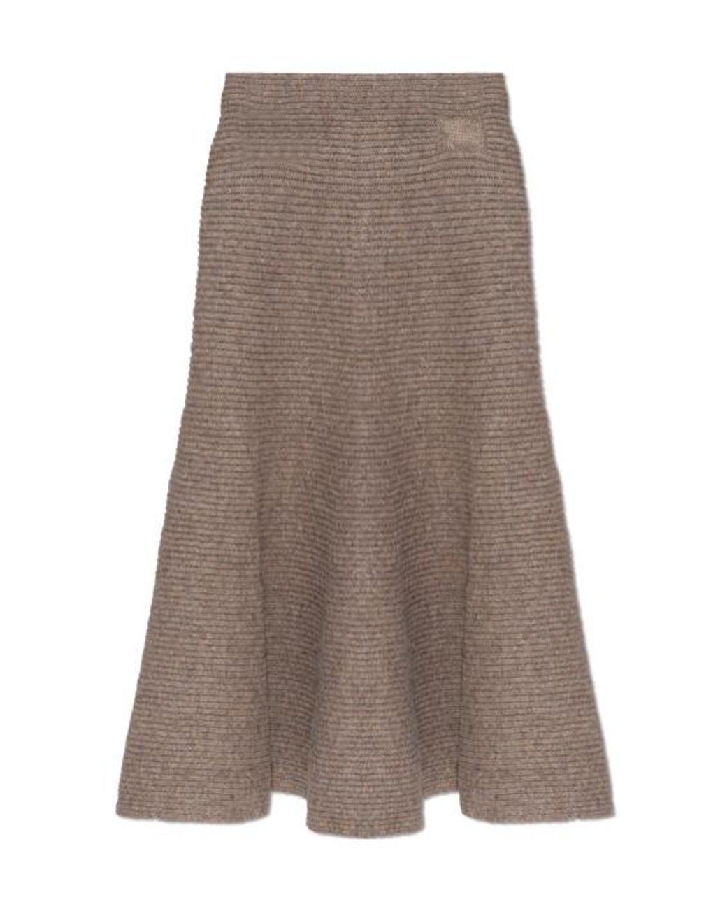 Burberry Brown Asymmetrical Cut Flared Midi Skirt
