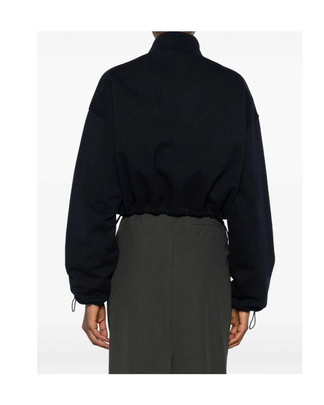 Miu Miu Blue Zip-Up Cropped Sweatshirt