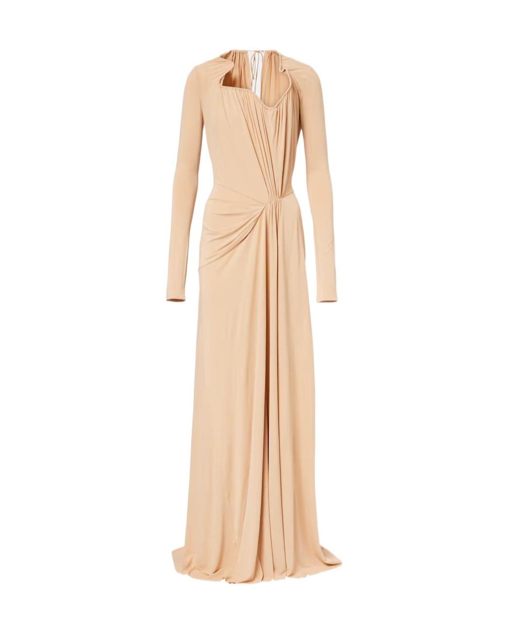 Victoria Beckham Natural Asymmetric Draped Gown