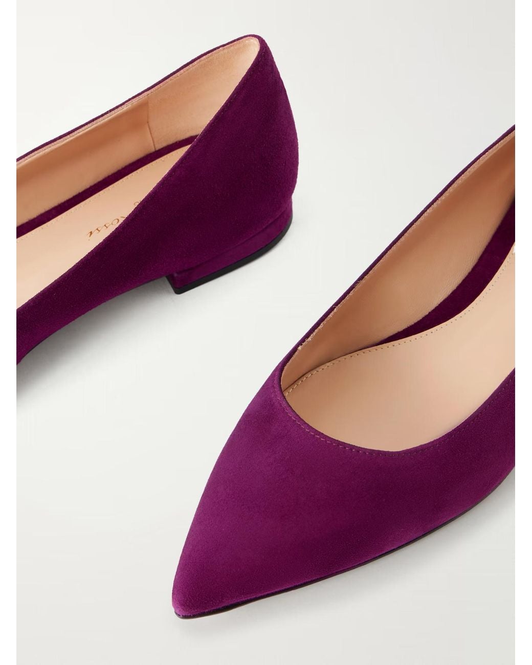 Gianvito Rossi Purple Solid Suede Ballet Flats
