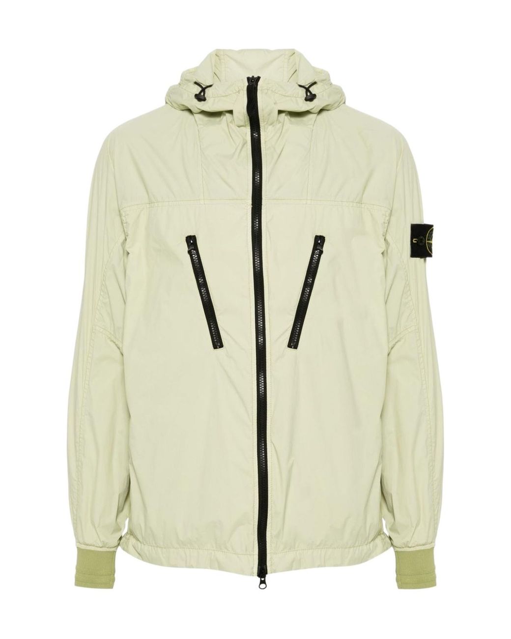 Stone Island Natural Foldable Logo Patch Zip-Up Jacket for men