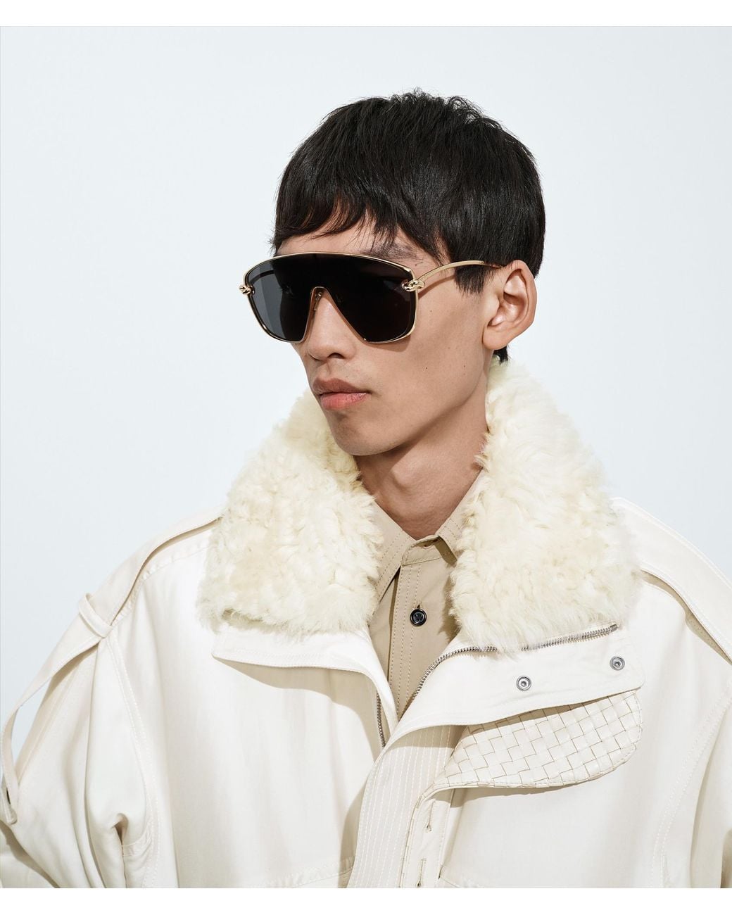 Bottega Veneta Black Knot Shield Sunglasses for men