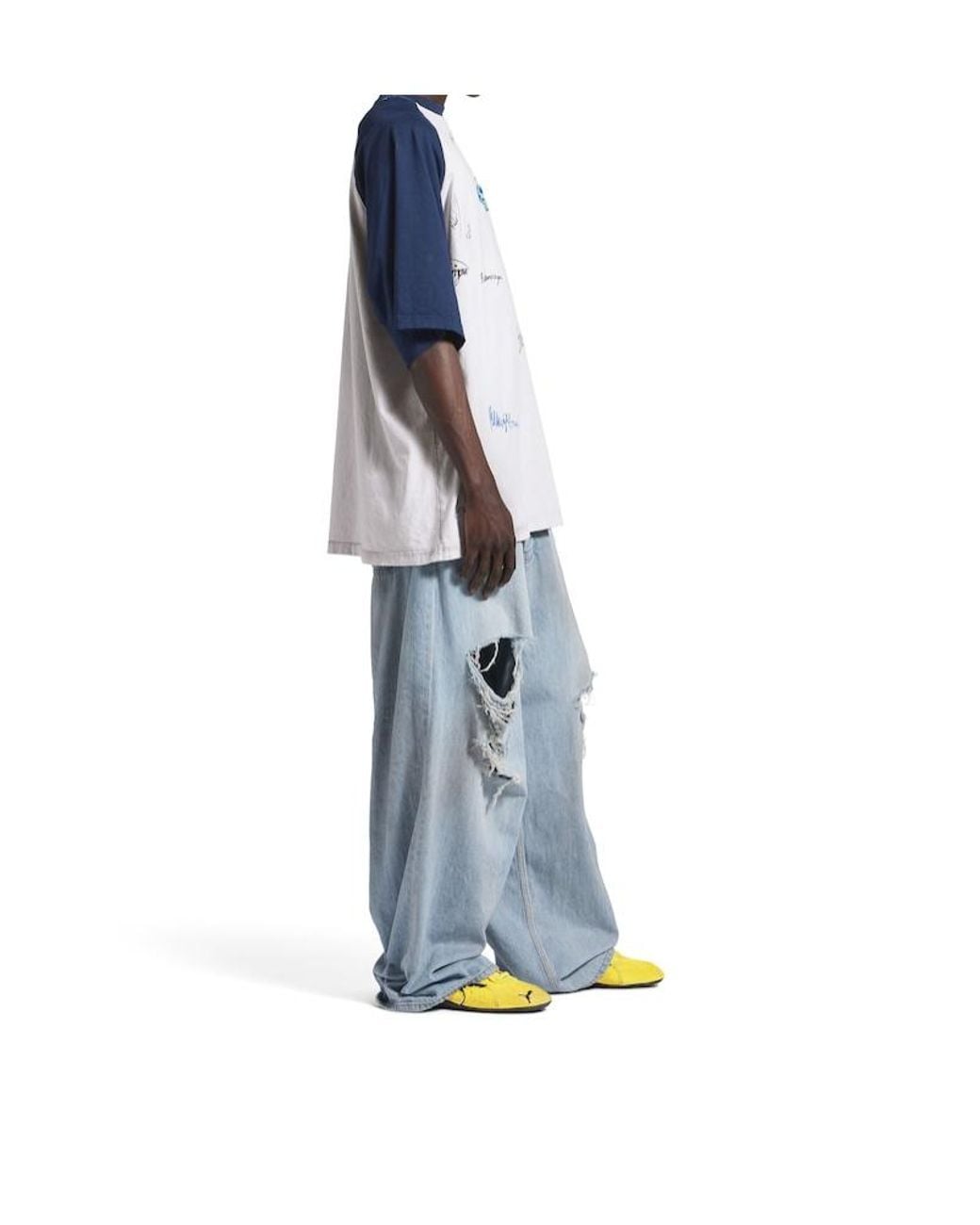 Balenciaga Blue Banana Raglan Oversized T-Shirt for men