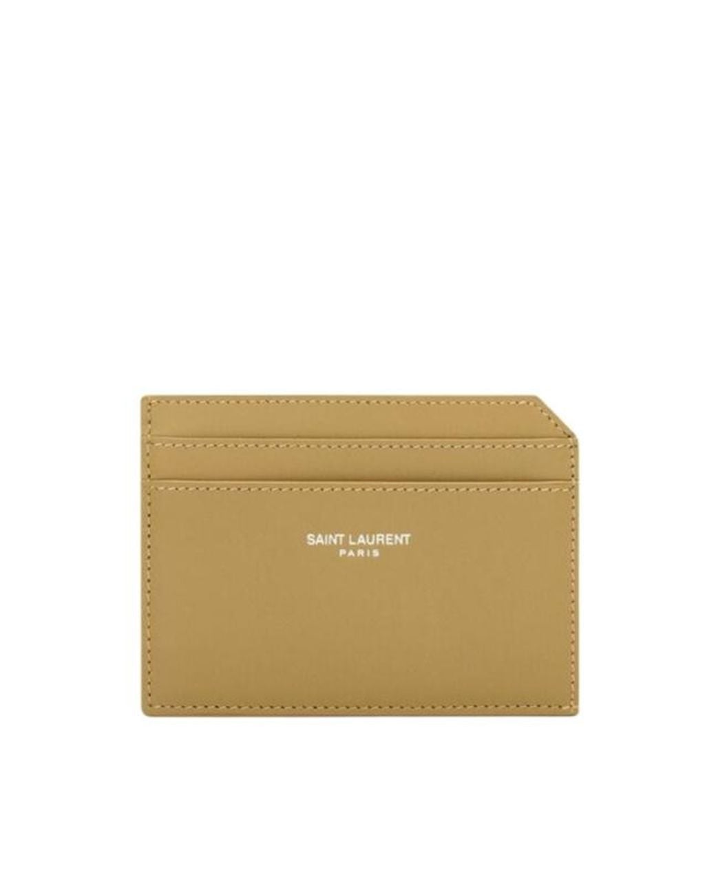 Saint Laurent Natural Logo-Print Leather Cardholder for men