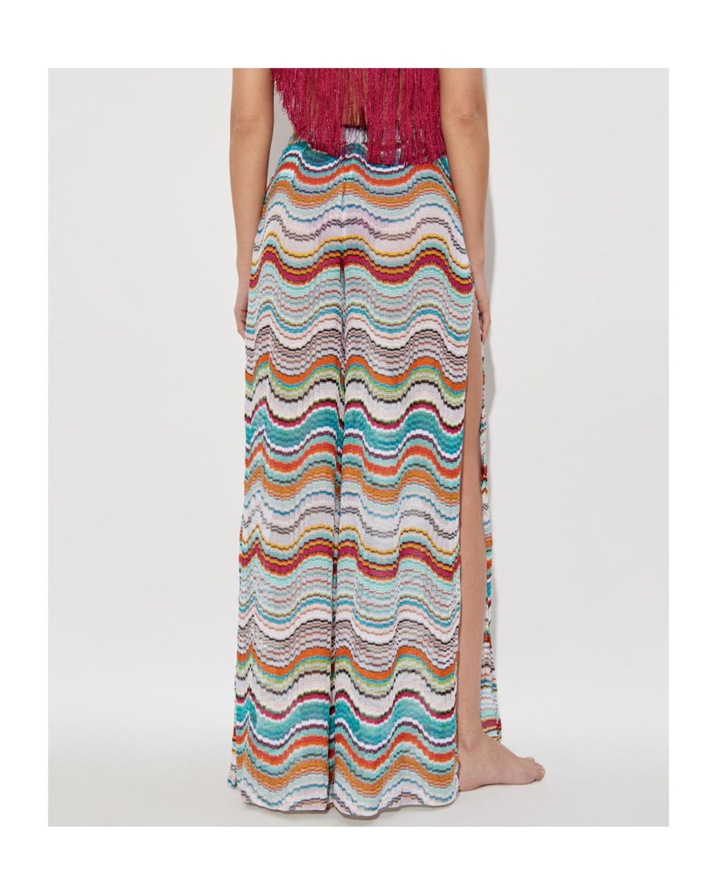 Missoni Gray Side Slit High-Waisted Trousers