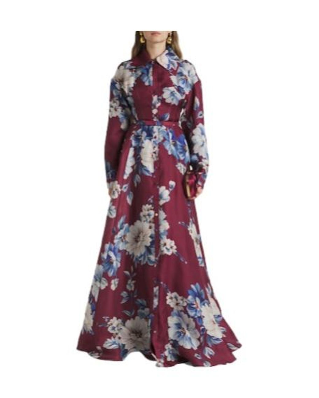 Leo Purple Josephine Belted Floral Silk Gown