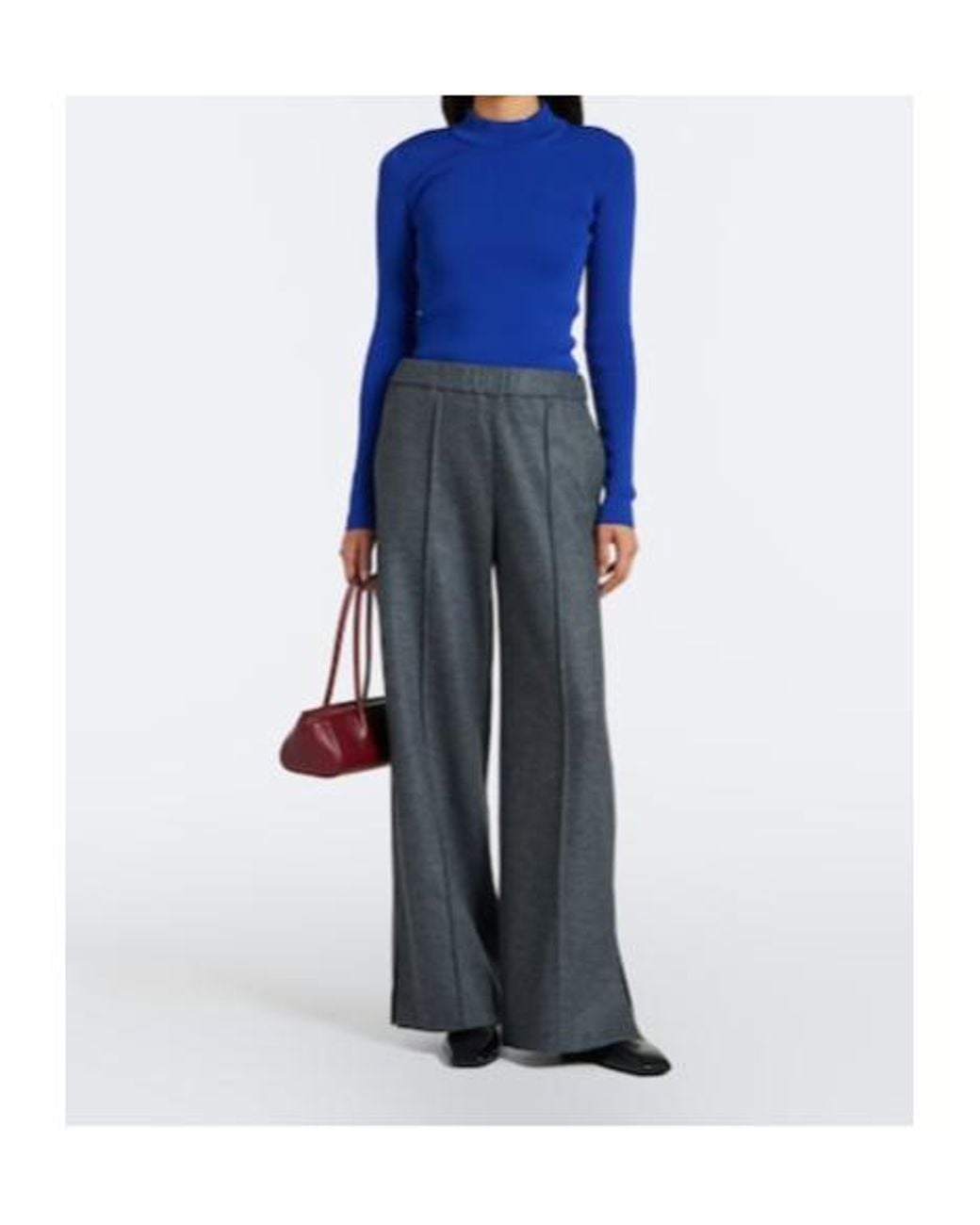 Jil Sander Gray Wool Wide-Leg Pants