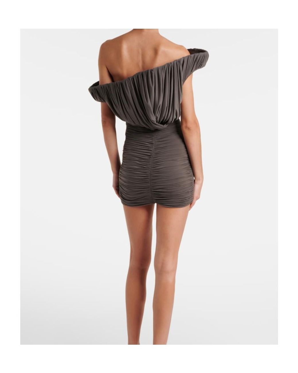 Magda Butrym Black Asymmetric One-Shoulder Ruched Bustier Dress