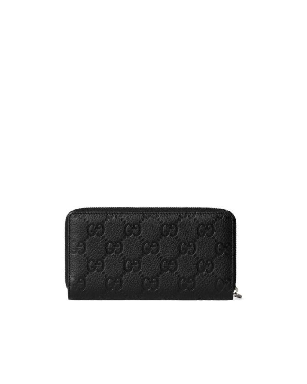 Gucci Black Imprint Zip Around Wallet for men