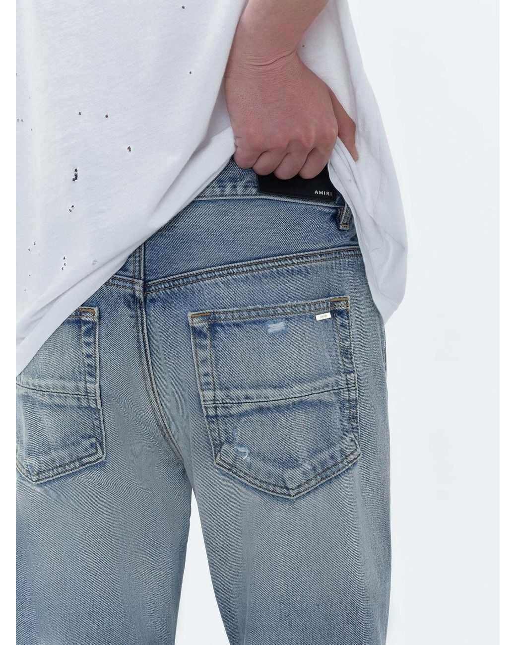 Amiri Blue Shotgun Distressed Straight Jeans for men