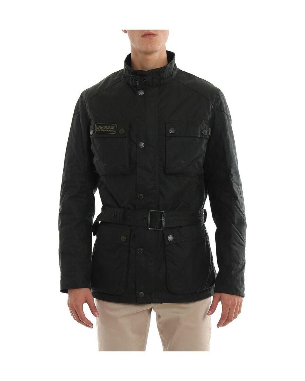 Barbour Black Belted Patch Pocket Jacket for men
