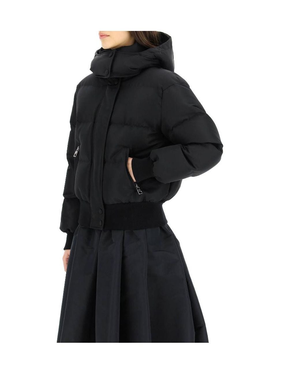 McQueen Black Hooded Puffer Jacket