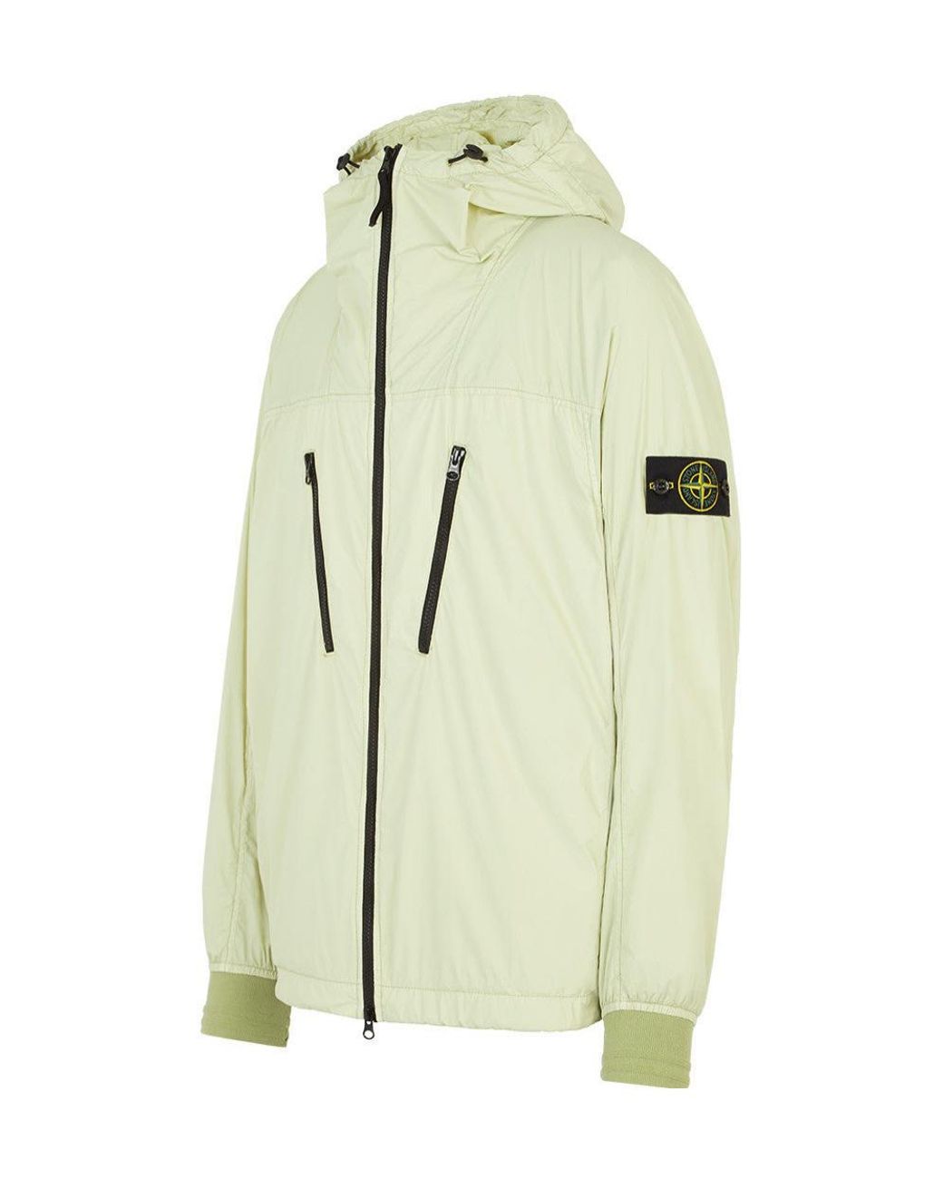 Stone Island Natural Foldable Logo Patch Zip-Up Jacket for men