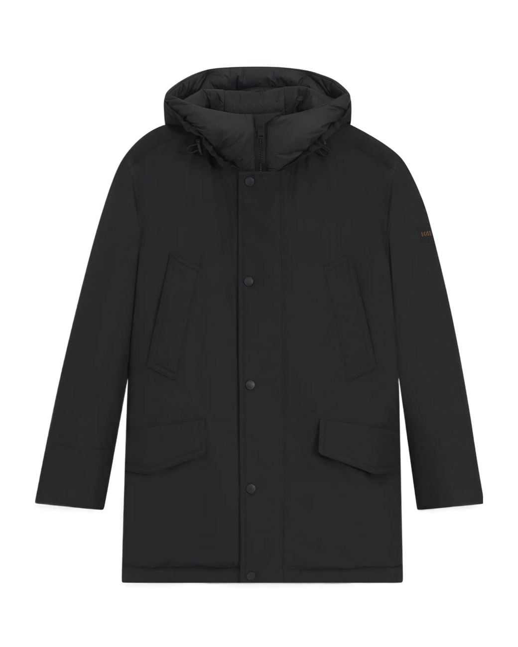 Boss Black Hooded Logo-Patch Jacket for men