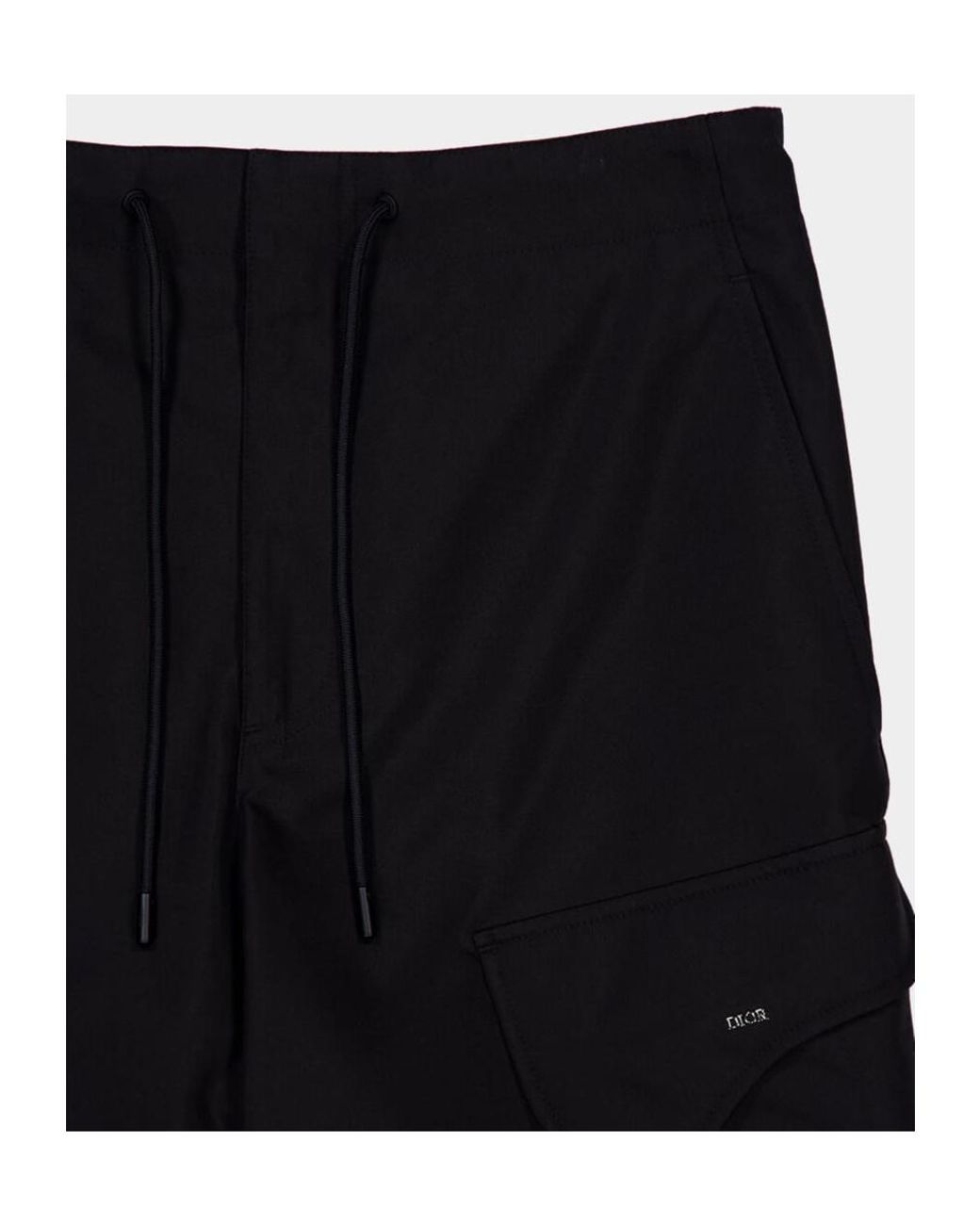 Dior Black Homme Drawstring Cargo Trousers for men