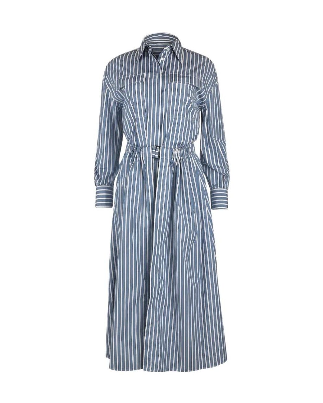 Brunello Cucinelli Blue Striped Dress