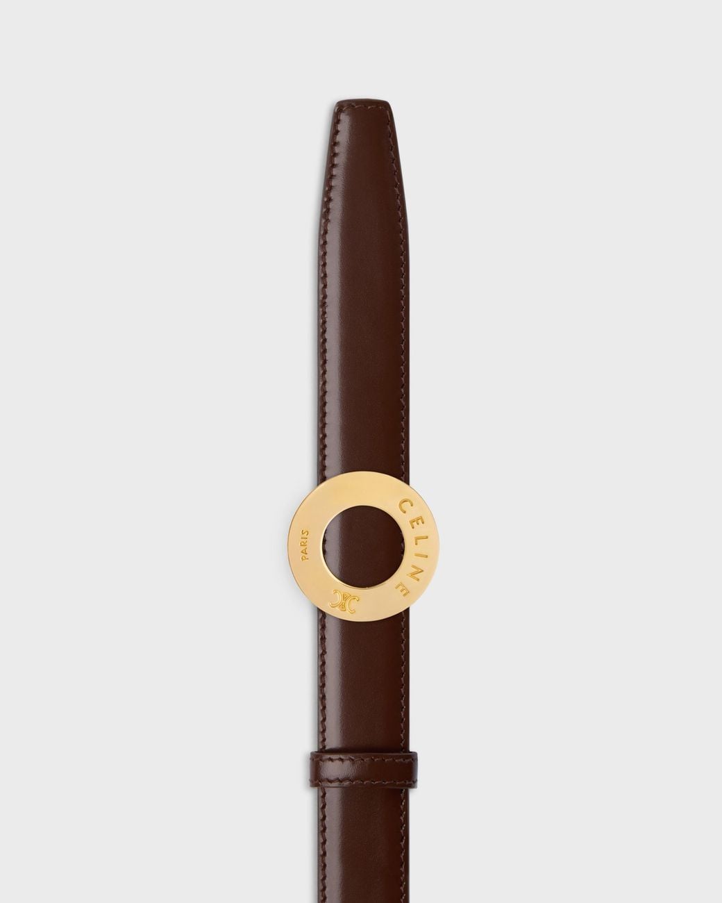 Céline White 25Mm Double-Sided Leather Belt With Disc Buckle