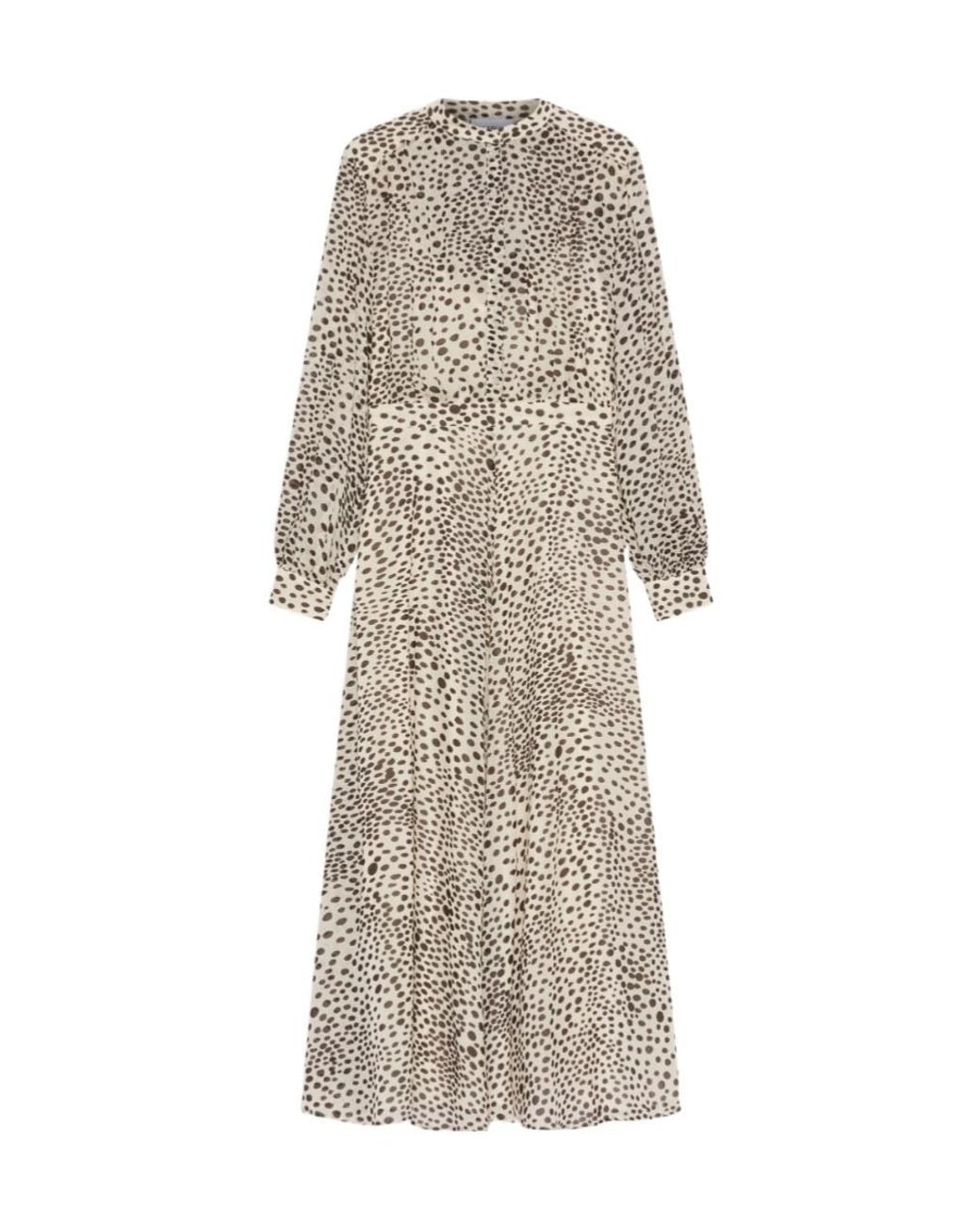 Marella Natural Long Printed Georgette Shirt Dress