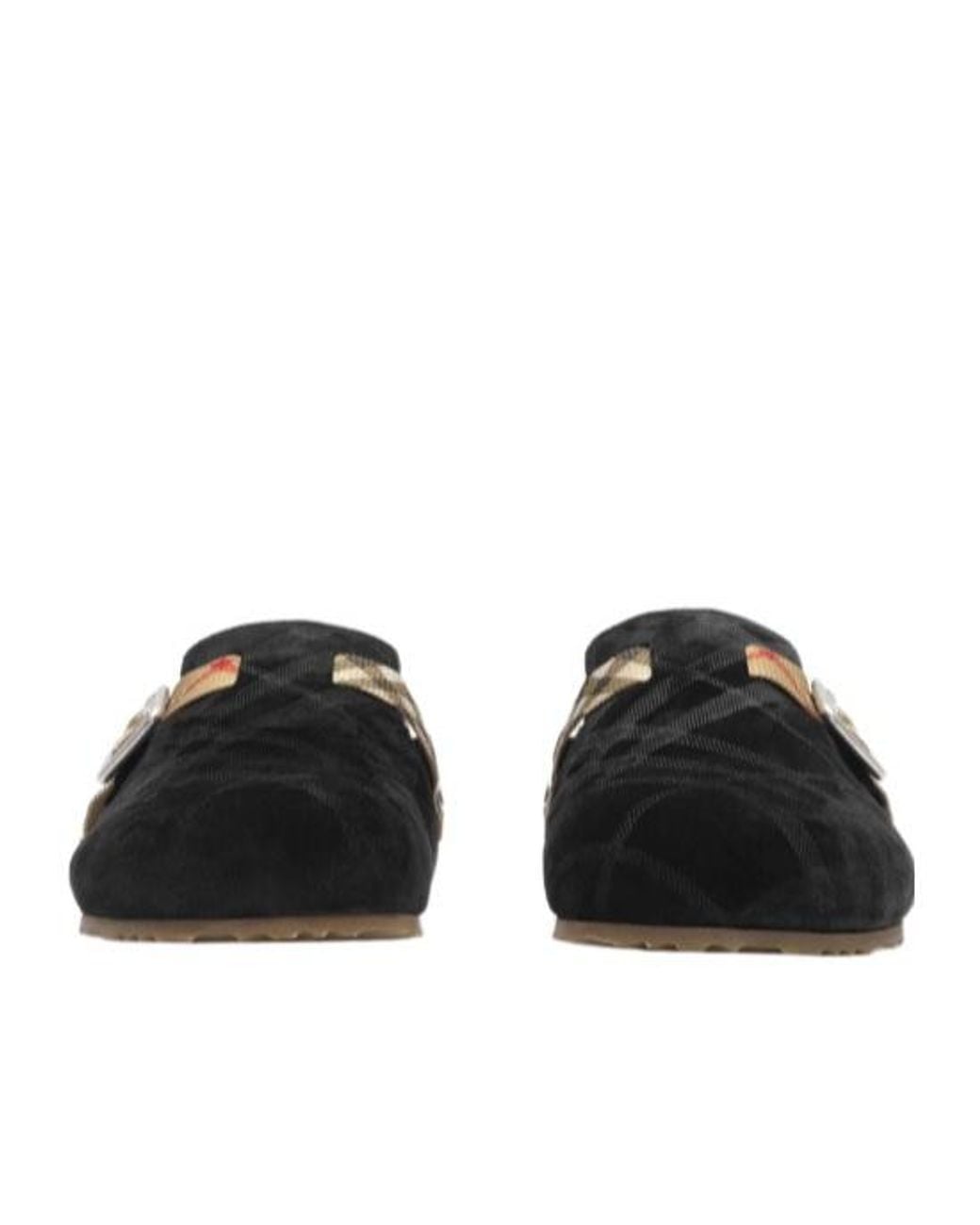 Burberry Black Check Shearling Urchin Clogs for men