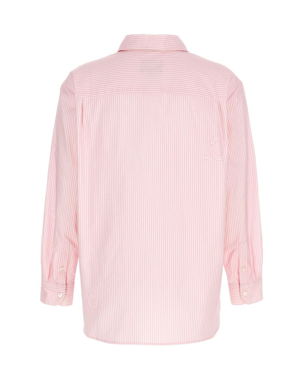 A.P.C. Pink Logo Printed Striped Buttoned Shirt