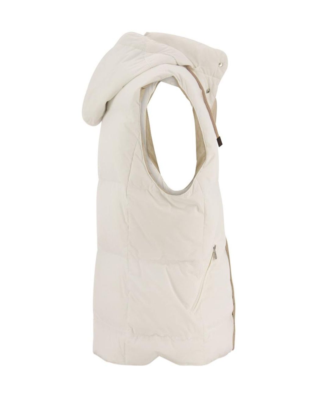 Brunello Cucinelli White Button-Up Hooded Vest for men