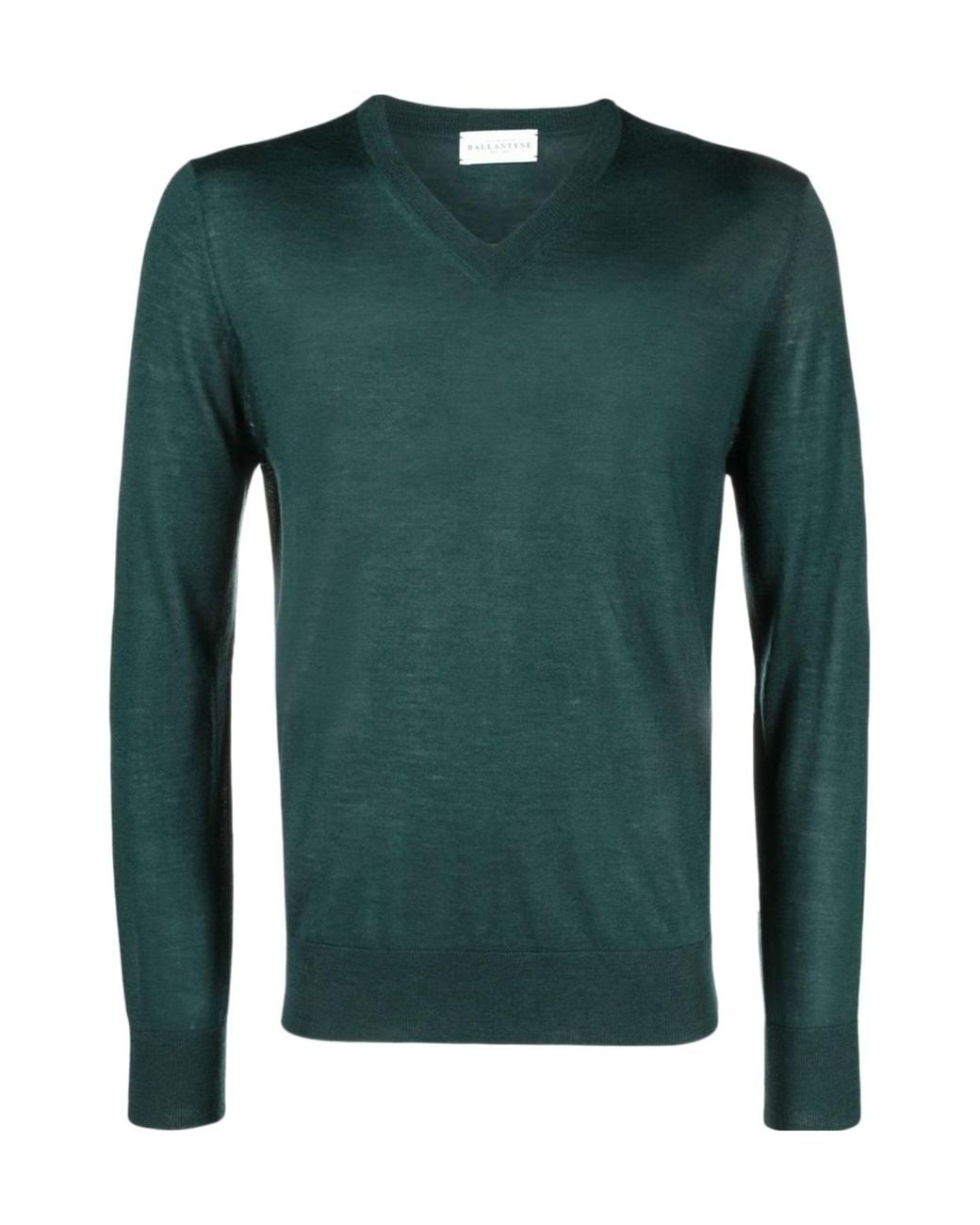 Ballantyne Green V-Neck Knitted Jumper for men