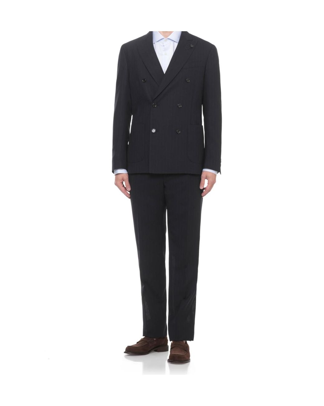 Lardini Blue Pinstriped Double-Breasted Suit for men