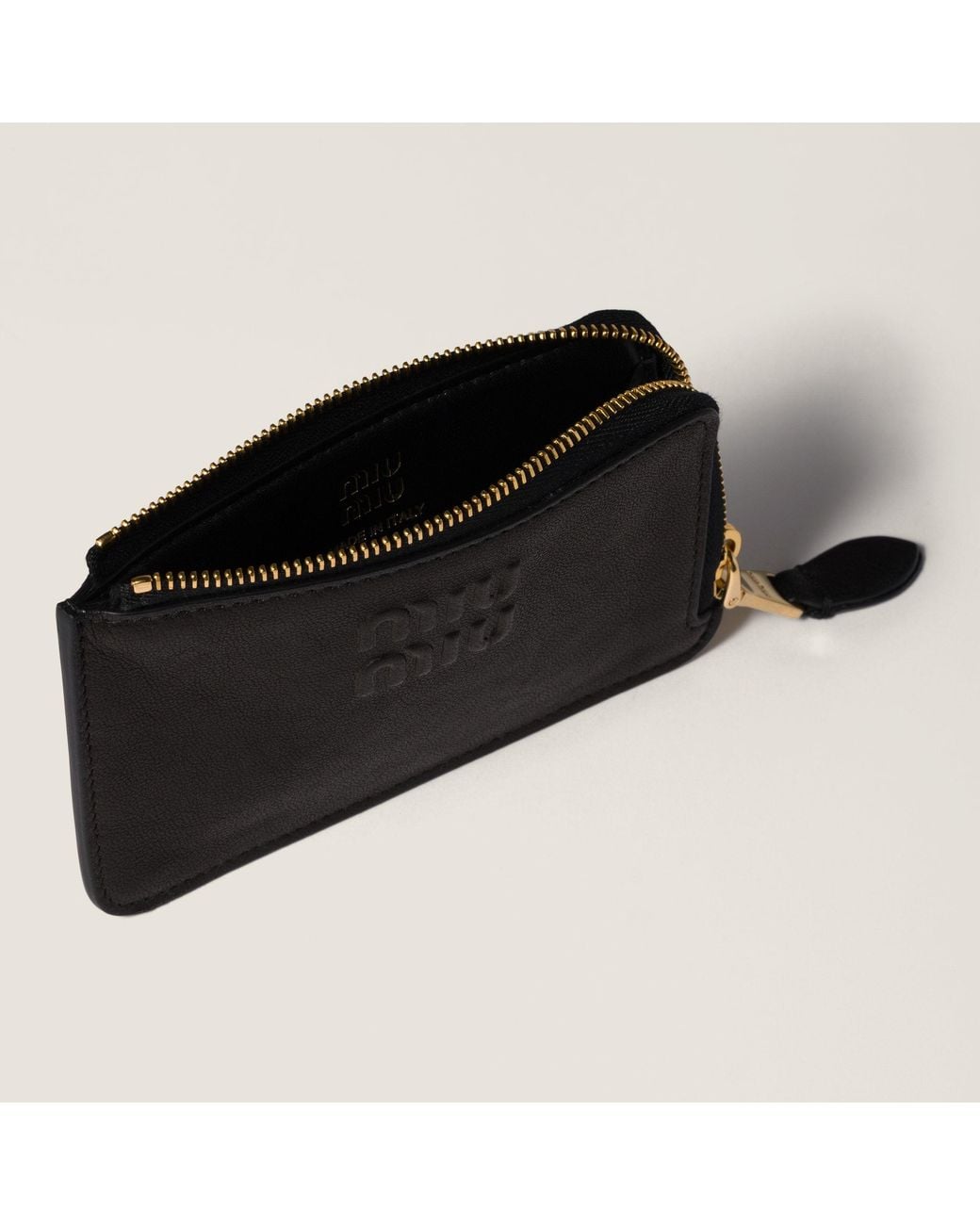Miu Miu Black Nappa Leather Envelope Card Holder