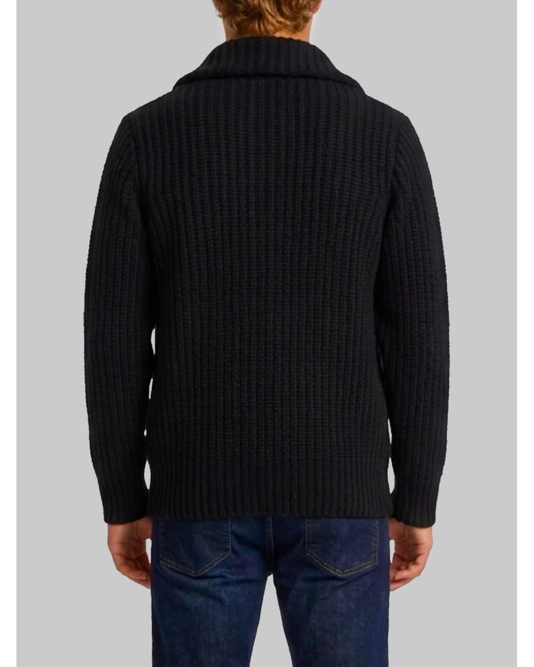 Roberto Collina Black Ribbed-Knit Zip-Up Jacket for men