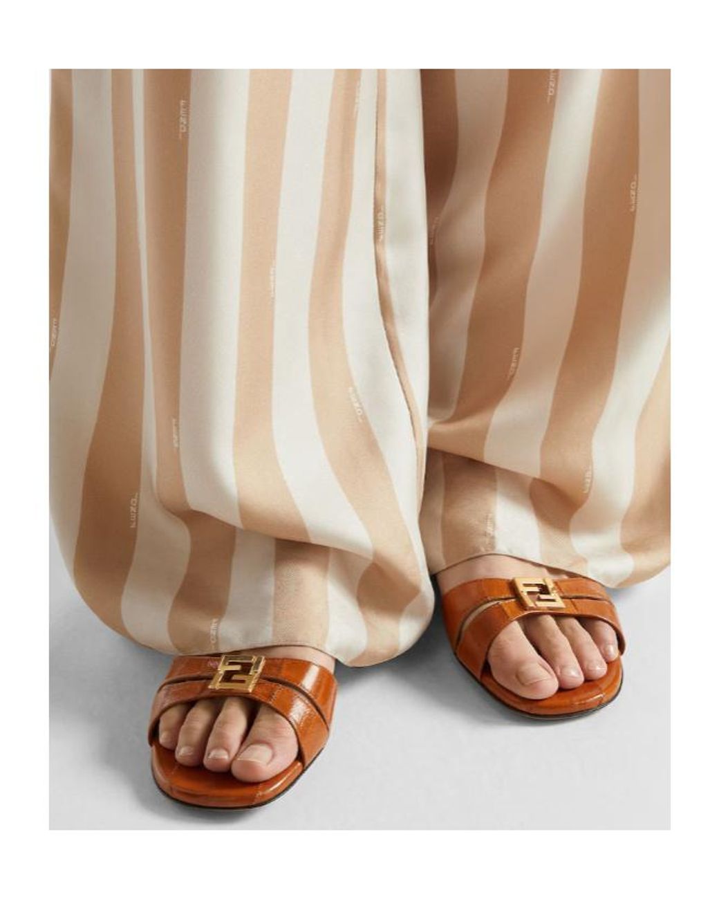 Fendi Brown Ffold Hagfish Leather Sandals