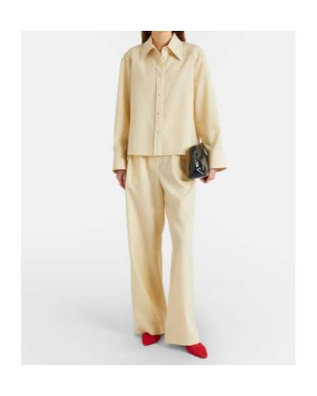 Jil Sander Red Perforated Suede Ballet Flats