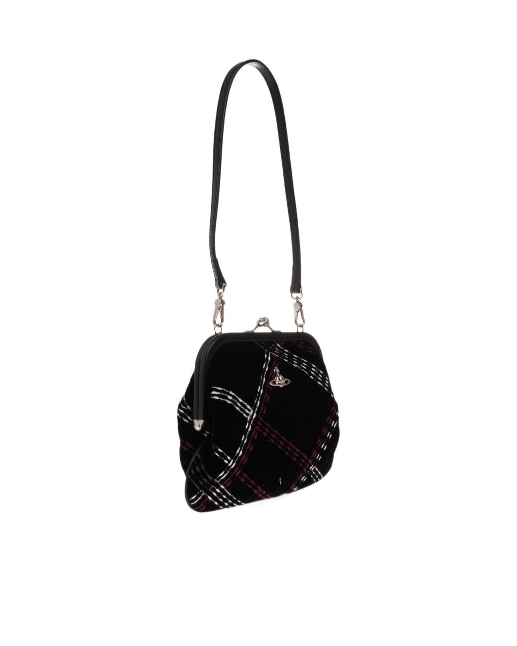 Vivienne Westwood Black Vivienne Checked Shoulder Bag