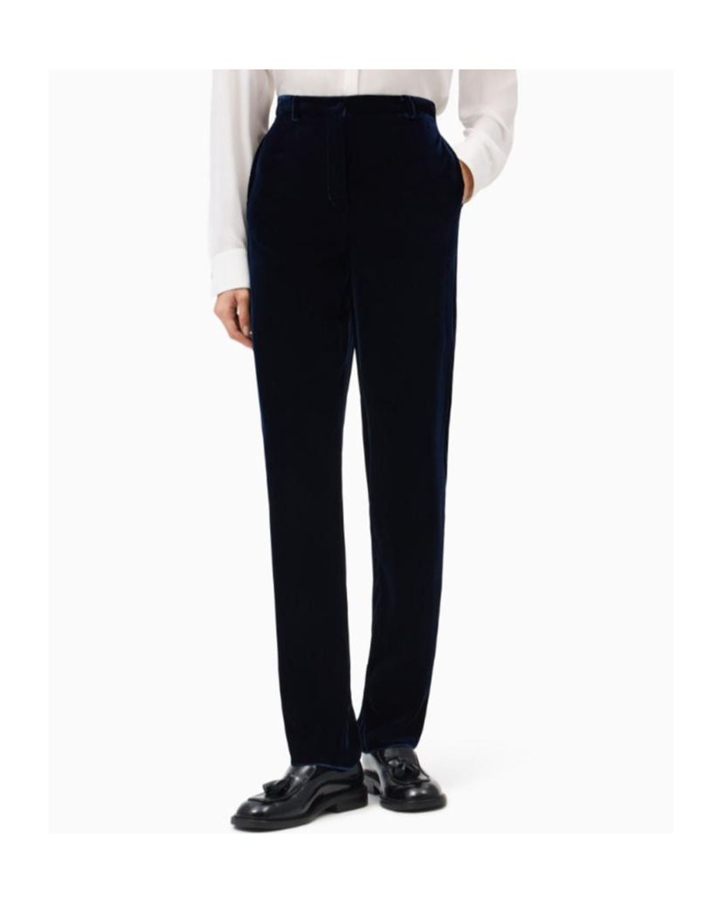 Emporio Armani Blue High-Waist Velvet Pants