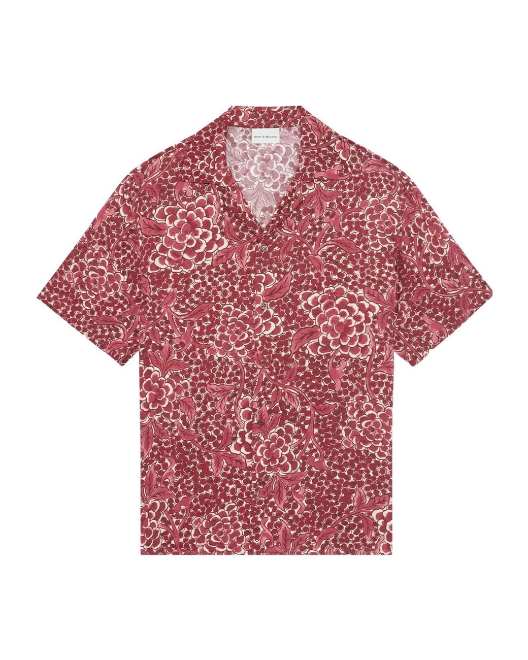 Drole de Monsieur Red Viscose Grapes Shirt for men