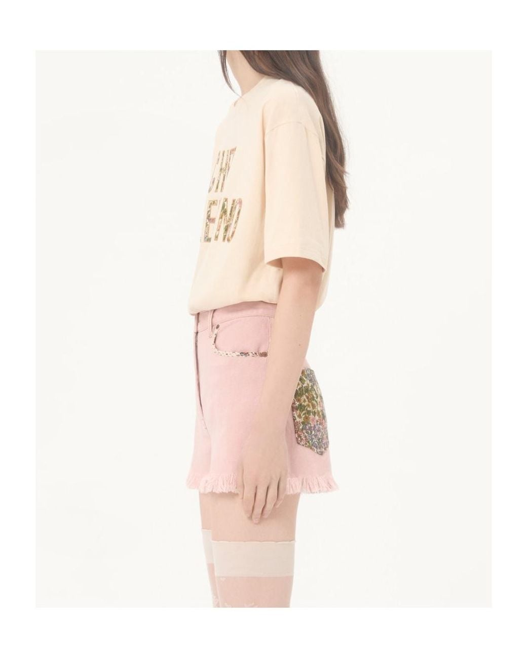 Valentino Natural Logo Embroidered Crewneck T-Shirt