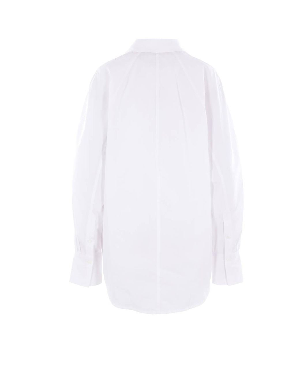 Totême White Totême Curved Hem Raglan-Sleeved Shirt