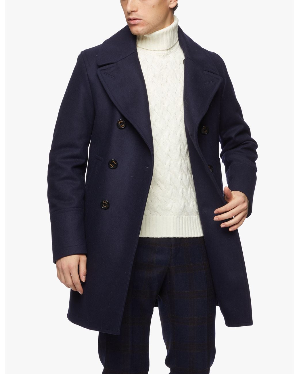 Sealup Blue Genova Wool Pea Coat for men