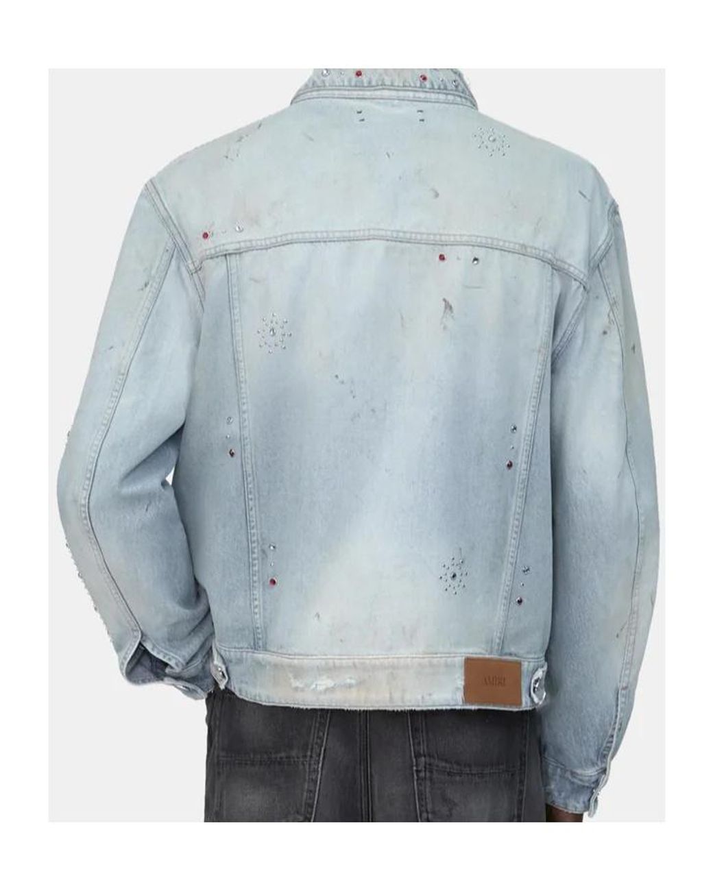 Amiri Blue Studded Distressed Denim Jacket for men