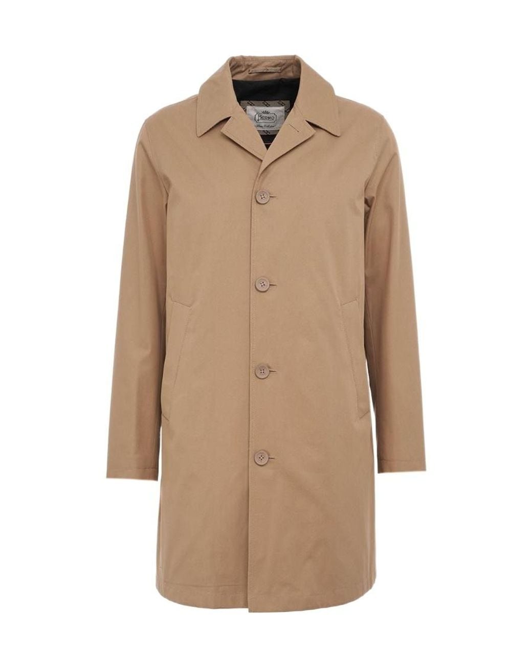 Herno Natural Button-Up Long Coat for men