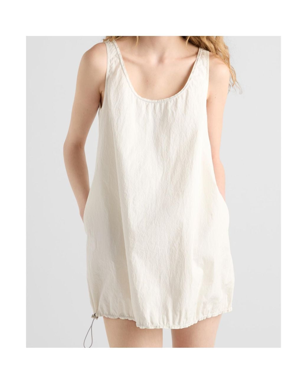 Prada White Sleeveless Technical Pongé Mini-Dress